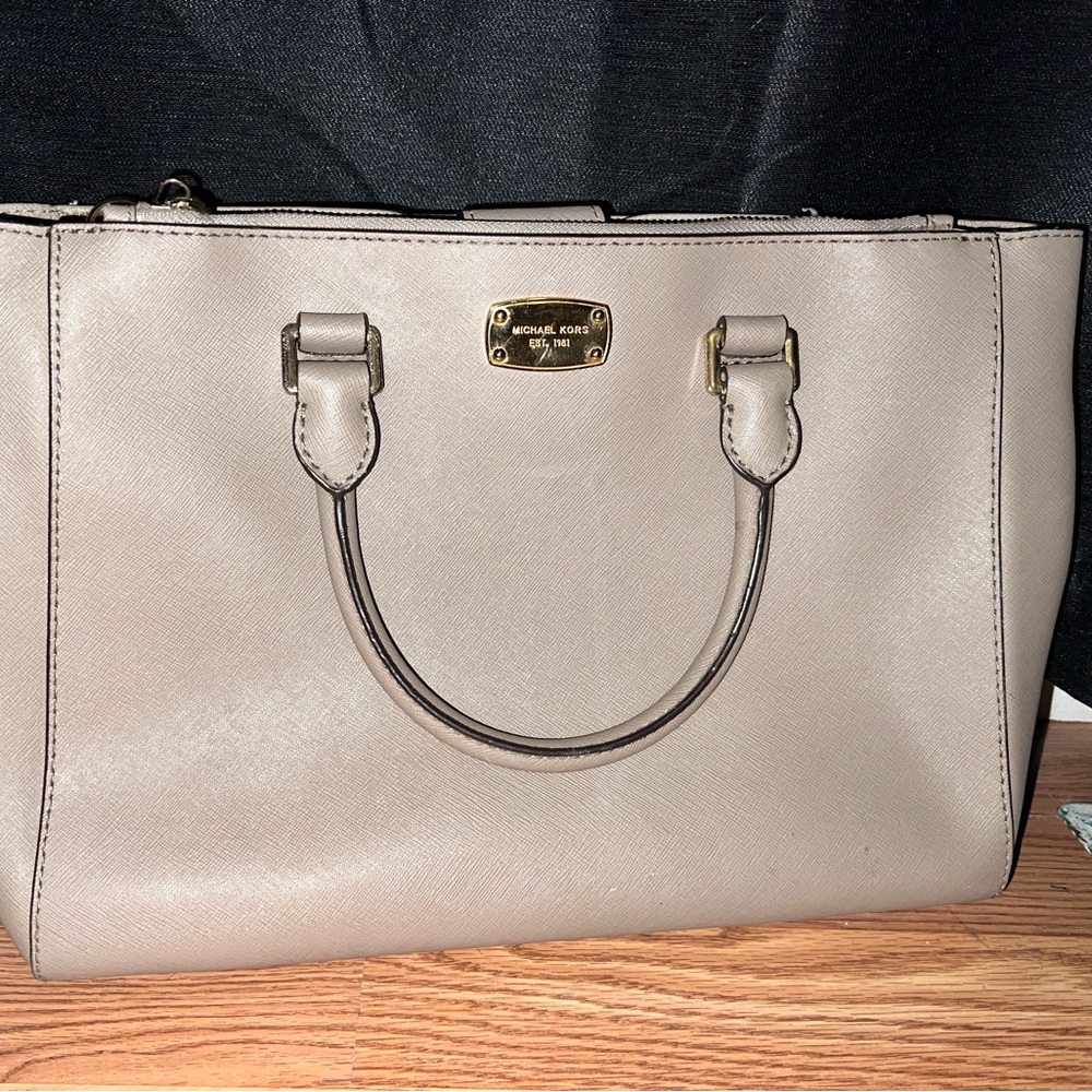 Tan MK Authentic Satchel Saffiano
